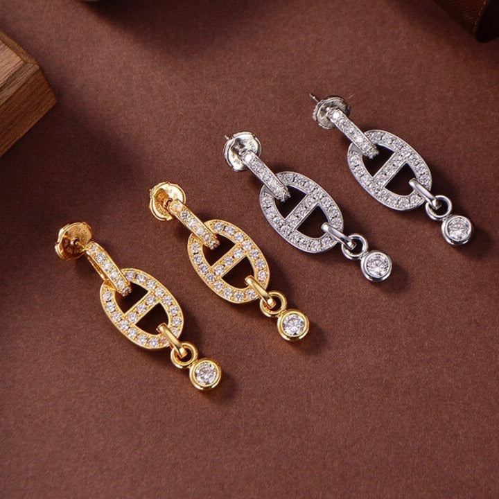 [⭐Haelin Jewelry]HM CHAINE DIAMOND EARRINGS