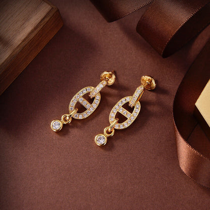 [⭐Haelin Jewelry]HM CHAINE DIAMOND EARRINGS