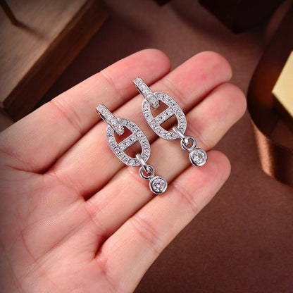 [⭐Haelin Jewelry]HM CHAINE DIAMOND EARRINGS