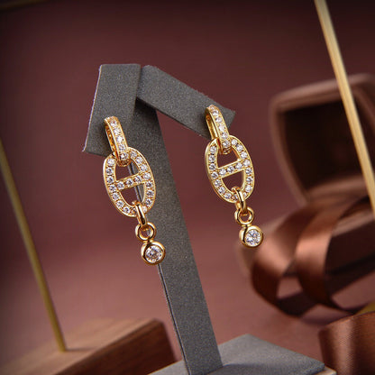 [⭐Haelin Jewelry]HM CHAINE DIAMOND EARRINGS