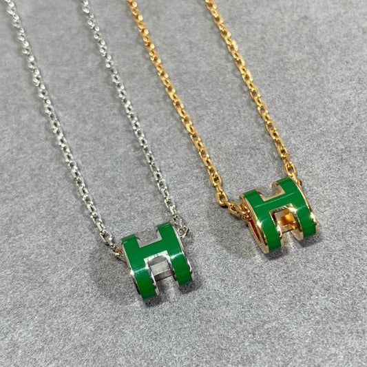 [⭐Haelin Jewelry]POP H GREEN NECKLACE SILVER AND GOLD