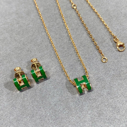 [⭐Haelin Jewelry]POP H GREEN NECKLACE SILVER AND GOLD