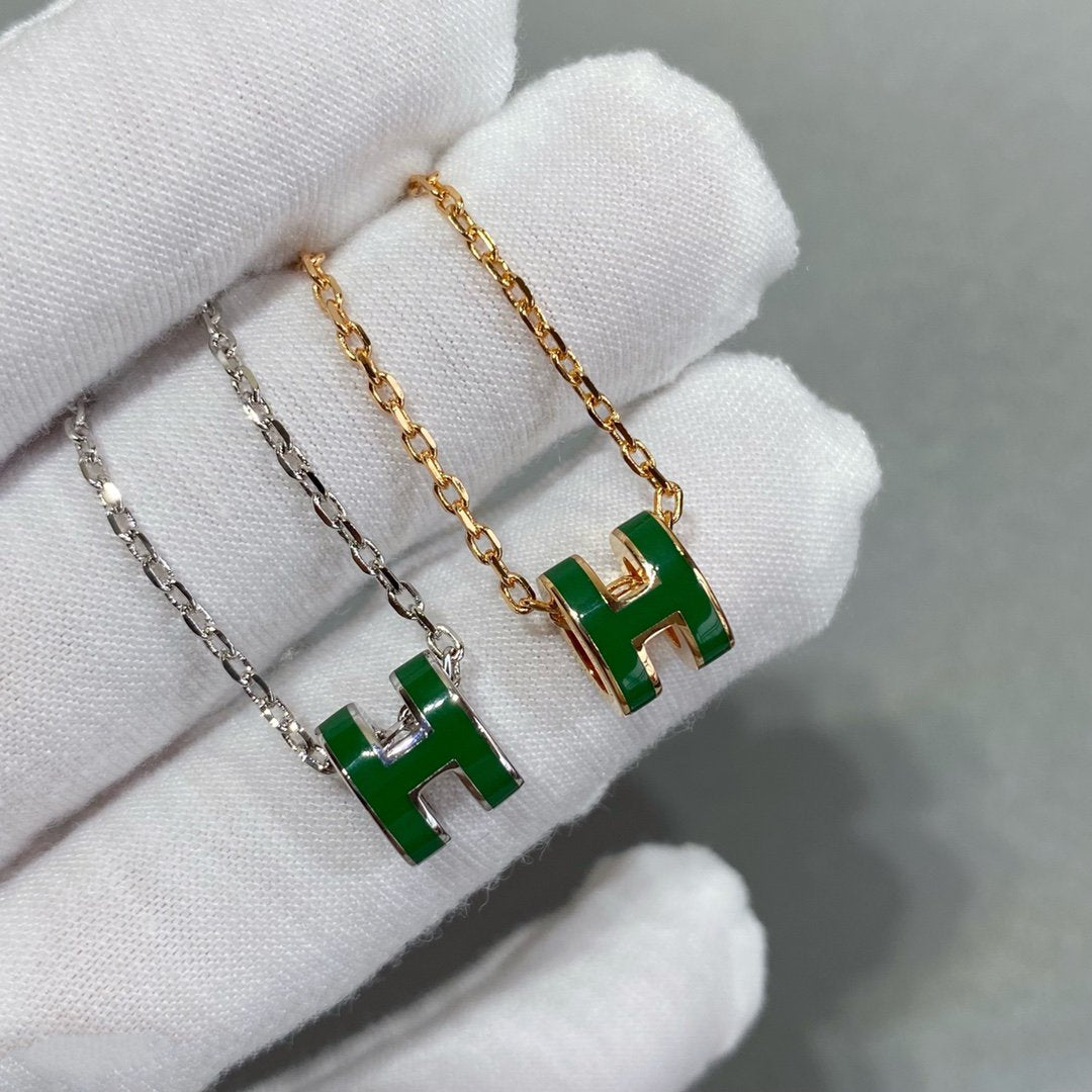 [⭐Haelin Jewelry]POP H GREEN NECKLACE SILVER AND GOLD
