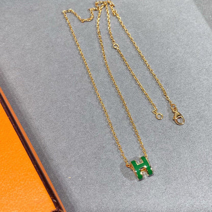 [⭐Haelin Jewelry]POP H GREEN NECKLACE SILVER AND GOLD
