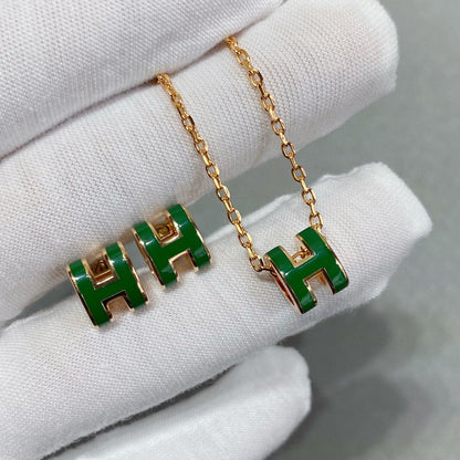 [⭐Haelin Jewelry]POP H GREEN NECKLACE SILVER AND GOLD