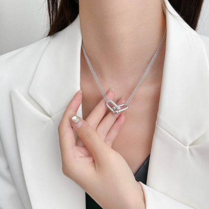 [Haelin Jewelry]HARDWEAR DIAMOND PEDANT DOUBLE CHAIN NECKLACE