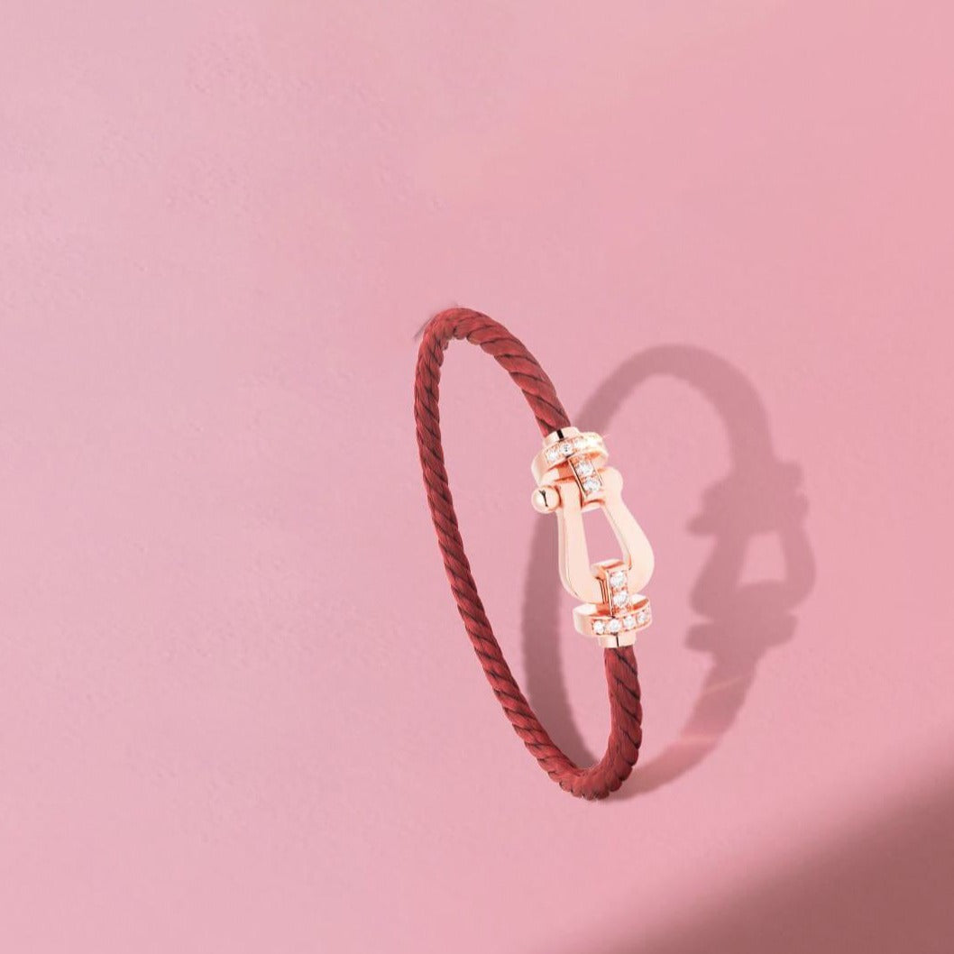 [⭐Haelin Jewelry]FORCE 10 HALF DIAMOND PINK GOLD RED CORDERI LARGE AND MEDIUM MODEL