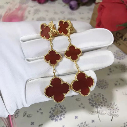 [⭐Haelin Jewelry]CLOVER 3 MOTIF CARNELIAN DROP EARRINGS