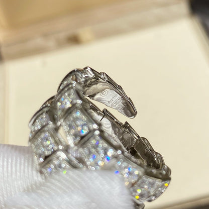 [⭐Haelin Jewelry]SERPENTI DOUBLE RING SILVER DIAMOND PAVED
