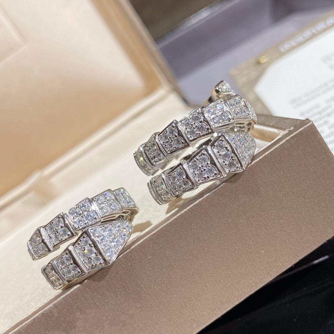 [⭐Haelin Jewelry]SERPENTI DOUBLE RING SILVER DIAMOND PAVED