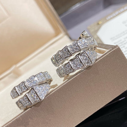 [⭐Haelin Jewelry]SERPENTI DOUBLE RING SILVER DIAMOND PAVED