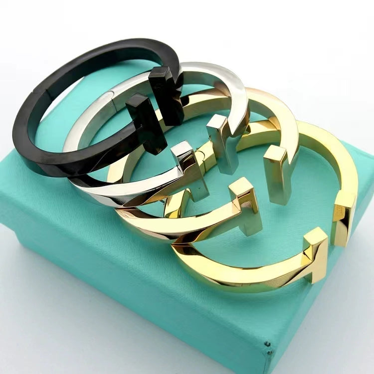 [Haelin Jewelry]T SQUARE OPEN BRACELET