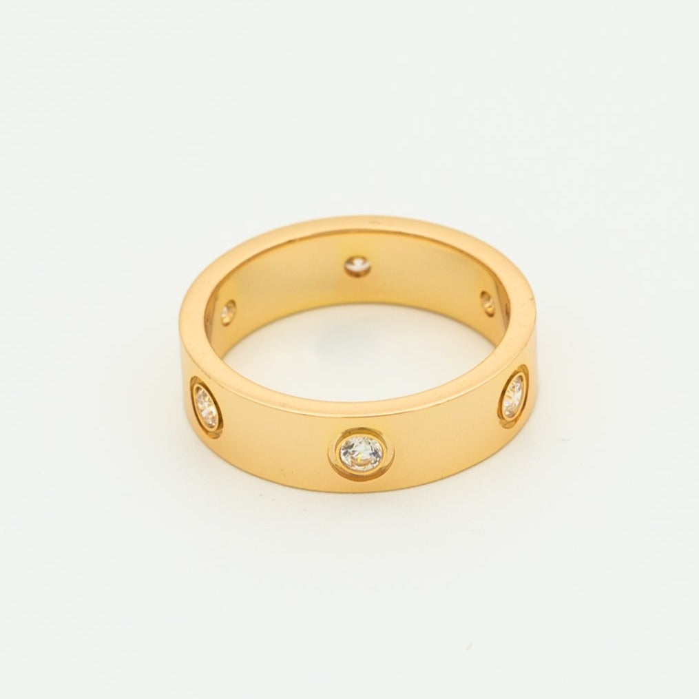 [⭐Haelin Jewelry]LOVE RING 5.5MM 6 DIAMONDS PINK GOLD