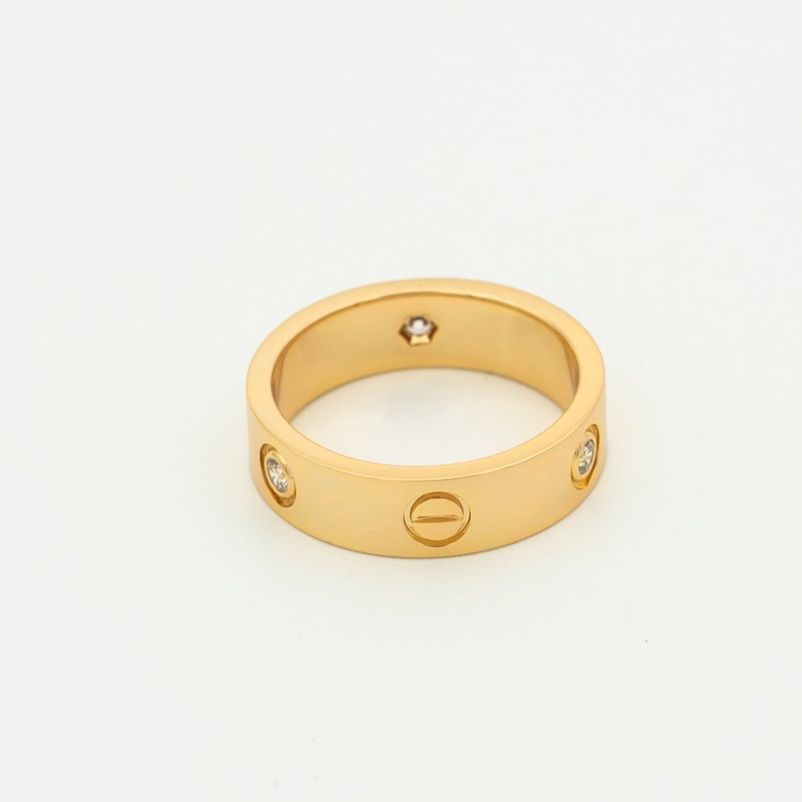 [⭐Haelin Jewelry]LOVE RING 5.5MM 3 DIAMONDS PINK GOLD