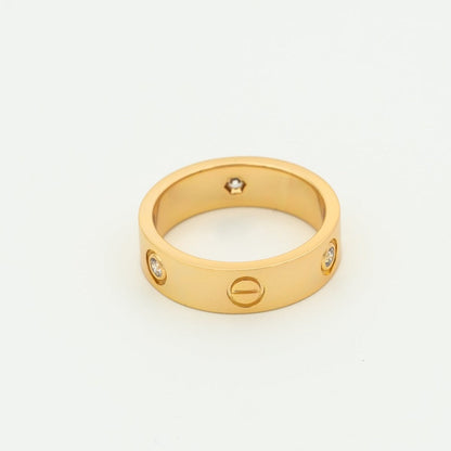 [⭐Haelin Jewelry]LOVE RING 5.5MM 3 DIAMONDS PINK GOLD