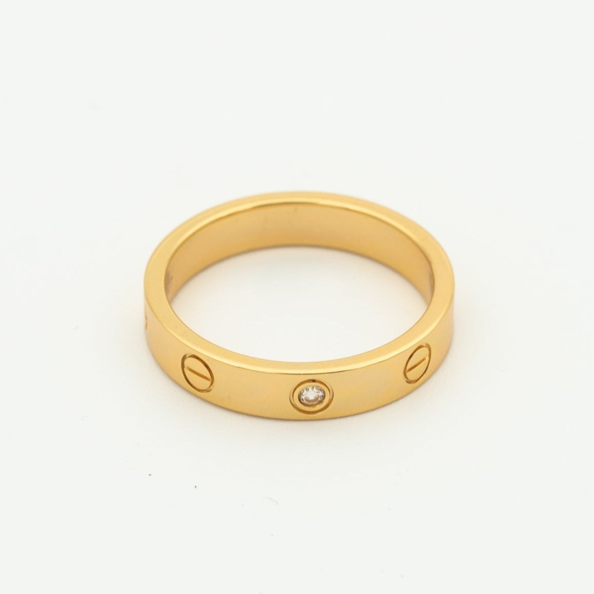 [⭐Haelin Jewelry]LOVE RING 4MM 1 DIAMOND PINK GOLD