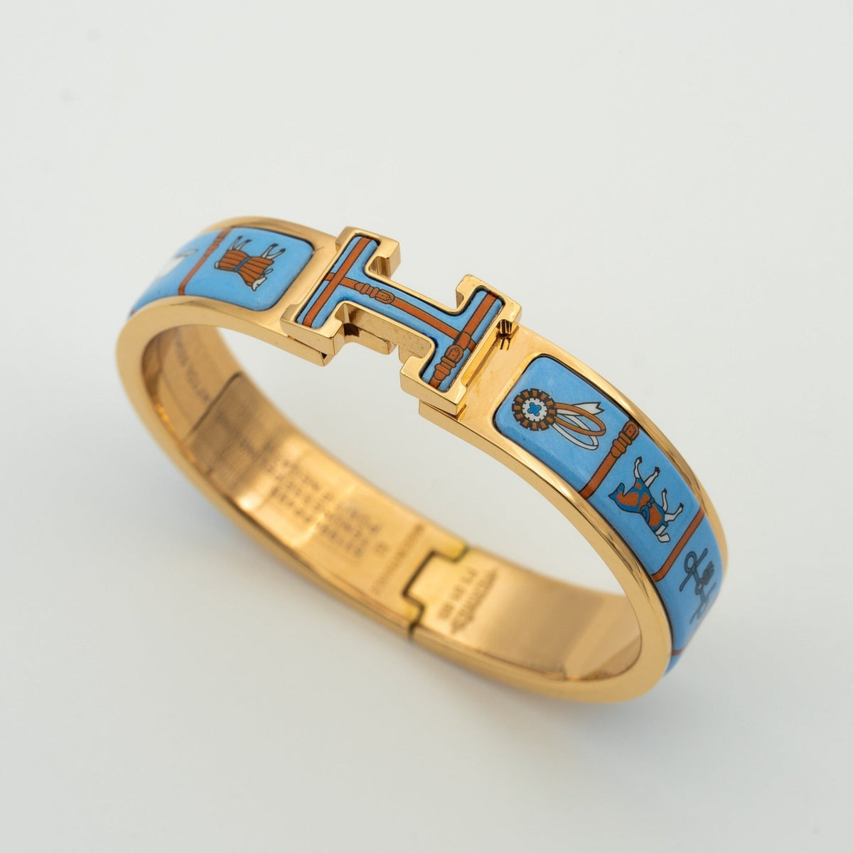[⭐Haelin Jewelry]H PINK GOLD BRACELET BLUE CERAMIC