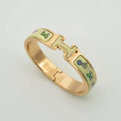 [⭐Haelin Jewelry]H PINK GOLD BRACELET CREAM CERAMIC