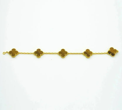 [⭐Haelin Jewelry] CLOVER 5 MOTIFS TIGER EYE BRACELET COLLECTION