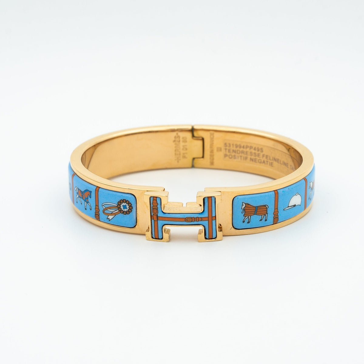 [⭐Haelin Jewelry]H PINK GOLD BRACELET BLUE CERAMIC
