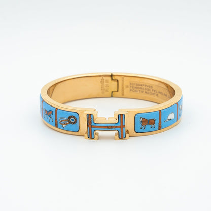 [⭐Haelin Jewelry]H PINK GOLD BRACELET BLUE CERAMIC
