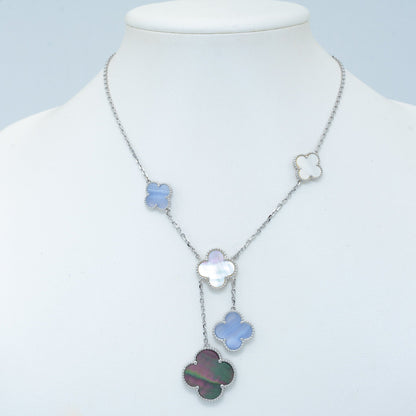 [⭐Haelin Jewelry]CLOVER MOP CHALCEDONY NECKLACE SILVER 6 MOTIF