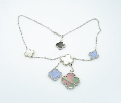 [⭐Haelin Jewelry]CLOVER MOP CHALCEDONY NECKLACE SILVER 6 MOTIF