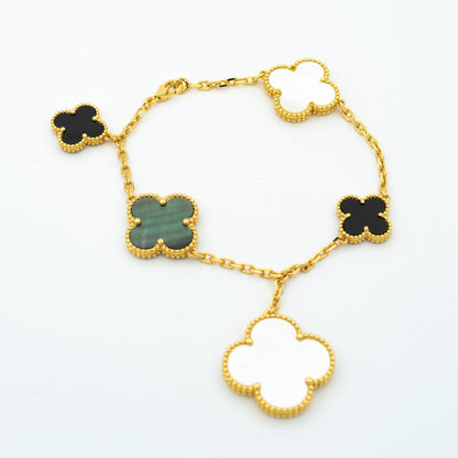[⭐Haelin Jewelry]CLOVER BRACELET 5 MOTIFS ONYX MOP