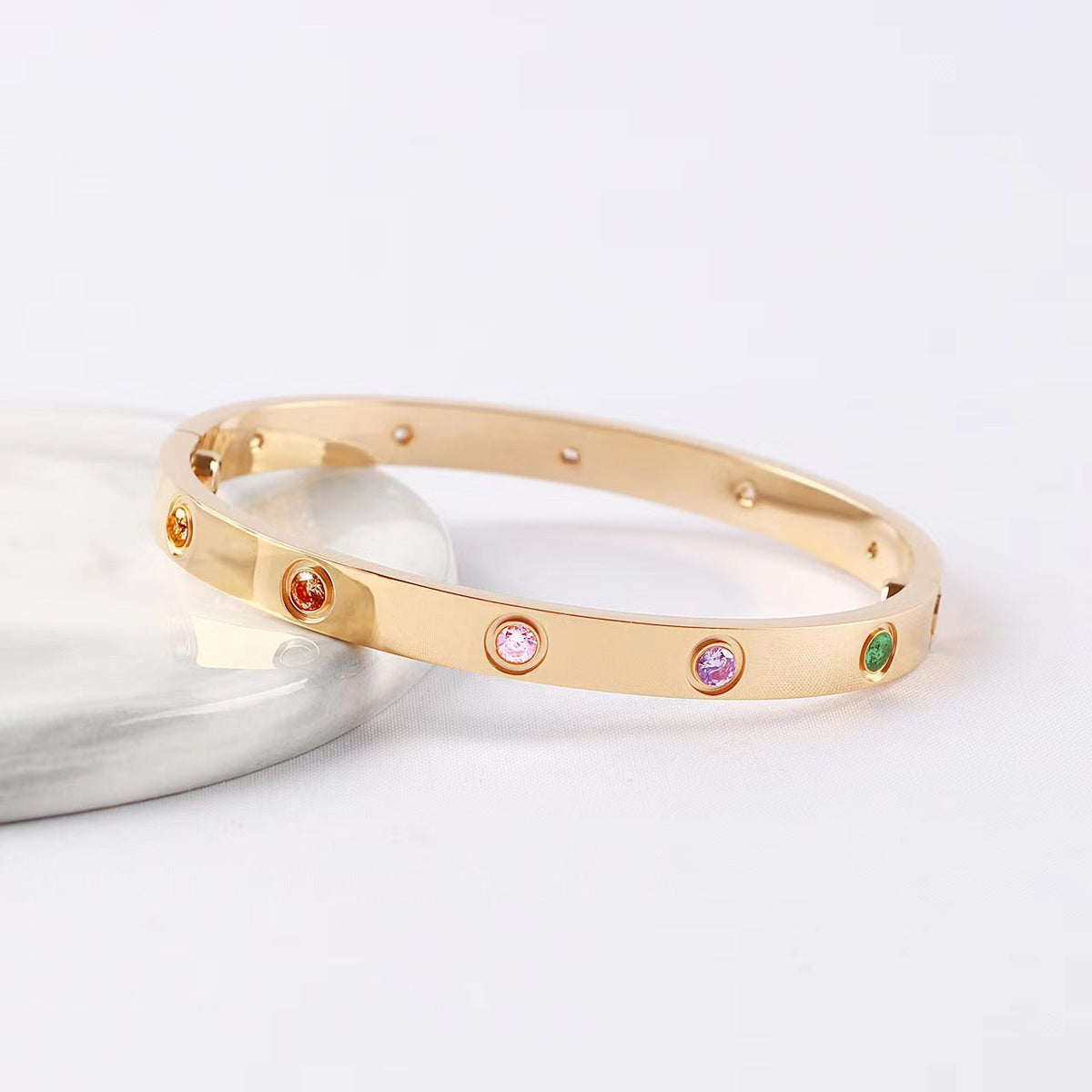 [⭐Haelin Jewelry] 2026 RAINBOW LOVE BRACELET 6.1MM  10 DIAMONDS