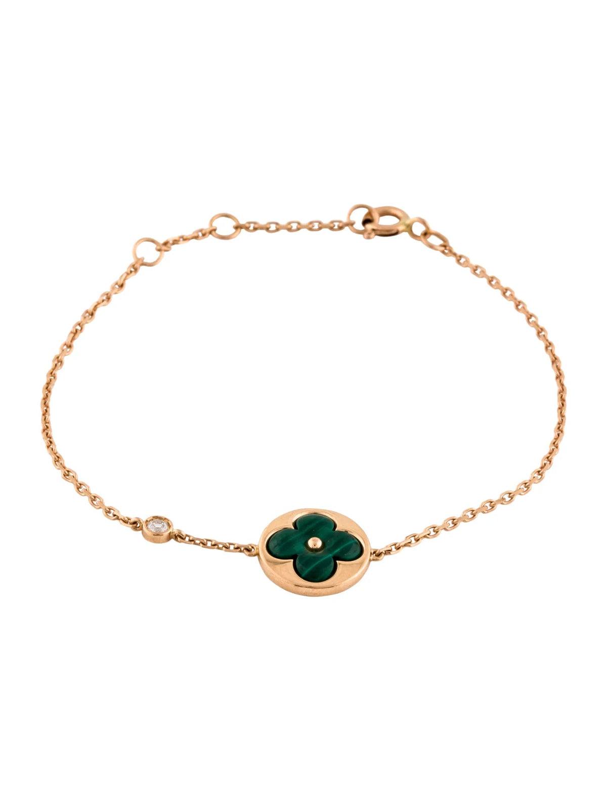 [⭐Haelin Jewelry]SUN MALACHITE 1 DIAMOND PINK GOLD BRACELET