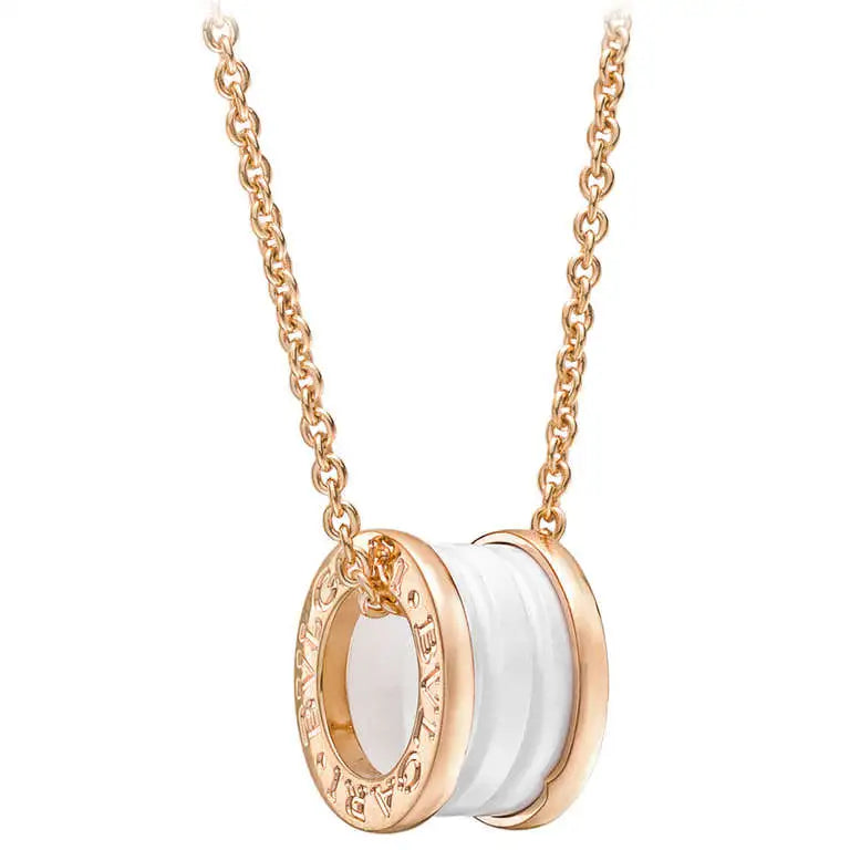 [⭐Haelin Jewelry]ZERO 1 WHITE CERAMIC PINK GOLD DIAMOND NECKLACE