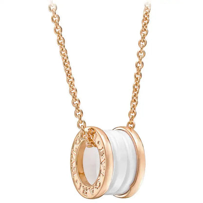 [⭐Haelin Jewelry]ZERO 1 WHITE CERAMIC PINK GOLD DIAMOND NECKLACE