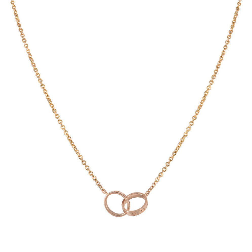 [⭐Haelin Jewelry]LOVE NECKLACE DOUBLE RING PINK GOLD