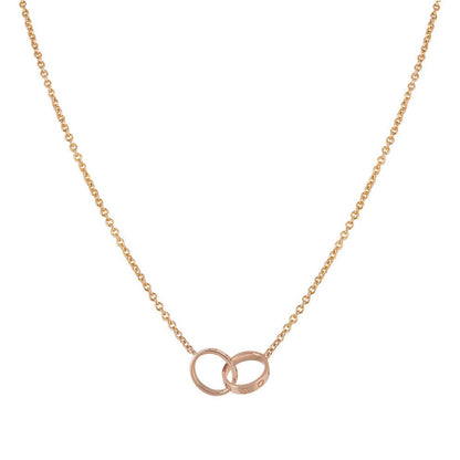 [⭐Haelin Jewelry]LOVE NECKLACE DOUBLE RING PINK GOLD