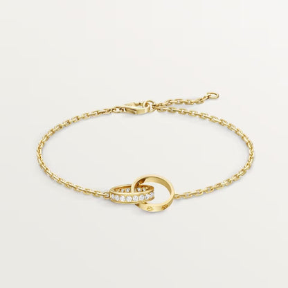 [⭐Haelin Jewelry]LOVE DOUBLE RING HALF DIAMOND BRACELET