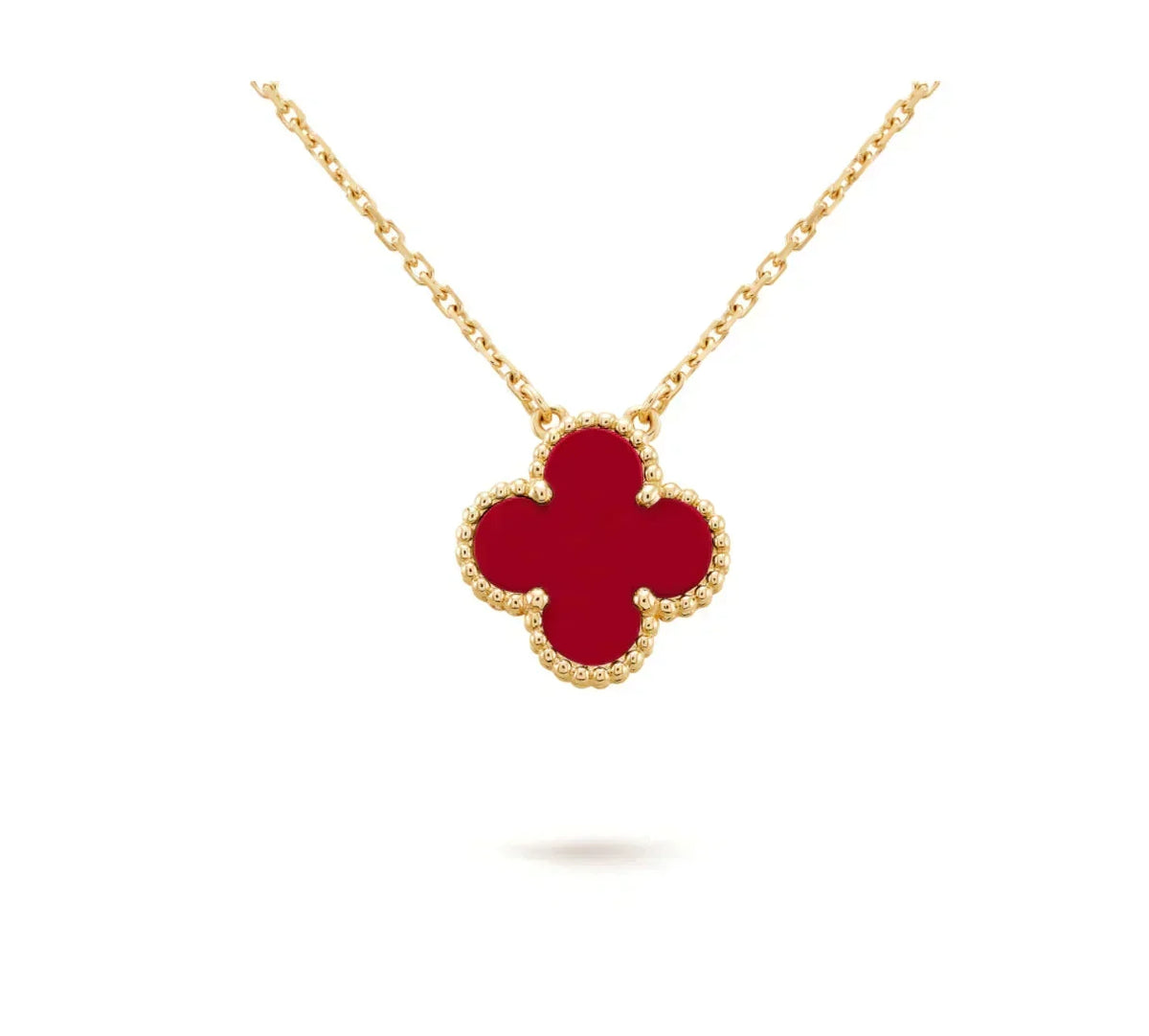[⭐Haelin Jewelry]CLOVER 15MM CARNELIAN SINGLE FLOWER NECKLACE