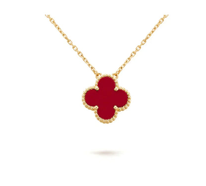 [⭐Haelin Jewelry]CLOVER 15MM CARNELIAN SINGLE FLOWER NECKLACE