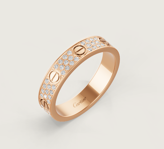 [⭐Haelin Jewelry]LOVE RING 4mm-wide full-diamond ring Rose Gold