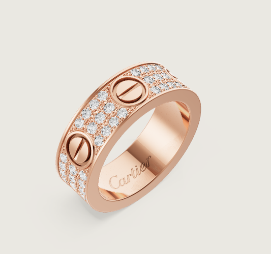 [⭐Haelin Jewelry]LOVE RING 6.5mm-wide full-diamond ring Rose Gold