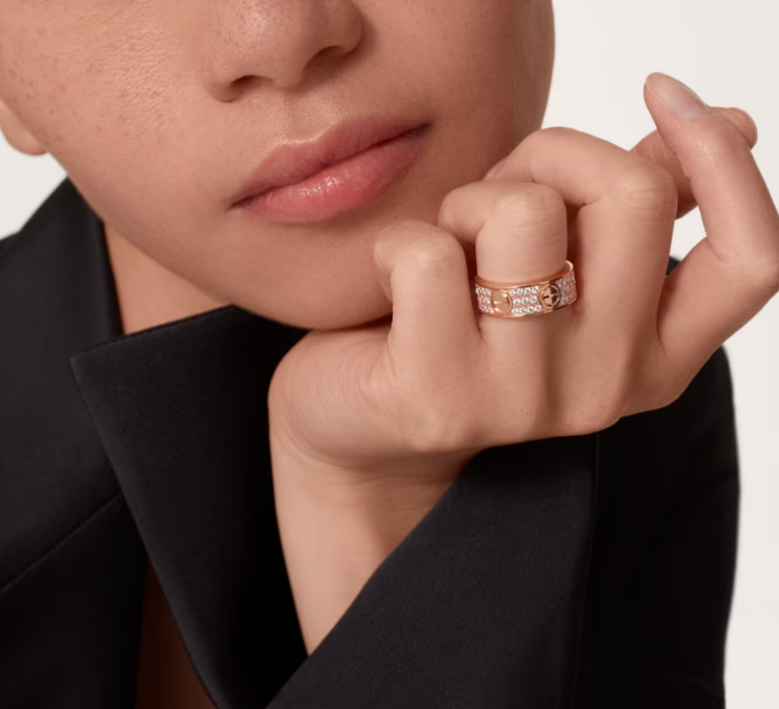[⭐Haelin Jewelry]LOVE RING 6.5mm-wide full-diamond ring Rose Gold