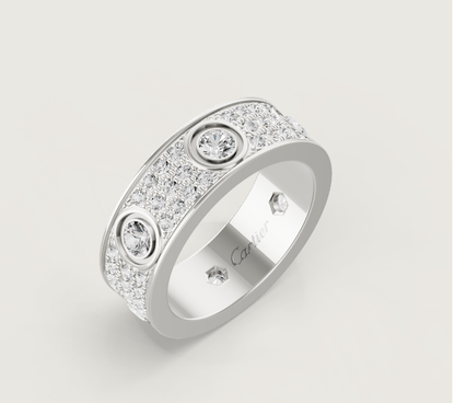 [⭐Haelin Jewelry]LOVE RING 6.5MM Full Diamond, 6 Major Diamonds Silver