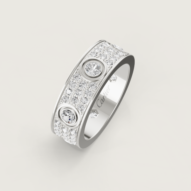 [⭐Haelin Jewelry]LOVE RING 6.5MM Full Diamond, 6 Major Diamonds Silver