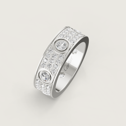 [⭐Haelin Jewelry]LOVE RING 6.5MM Full Diamond, 6 Major Diamonds Silver