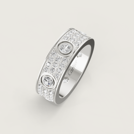 [⭐Haelin Jewelry]LOVE RING 6.5MM Full Diamond, 6 Major Diamonds Silver