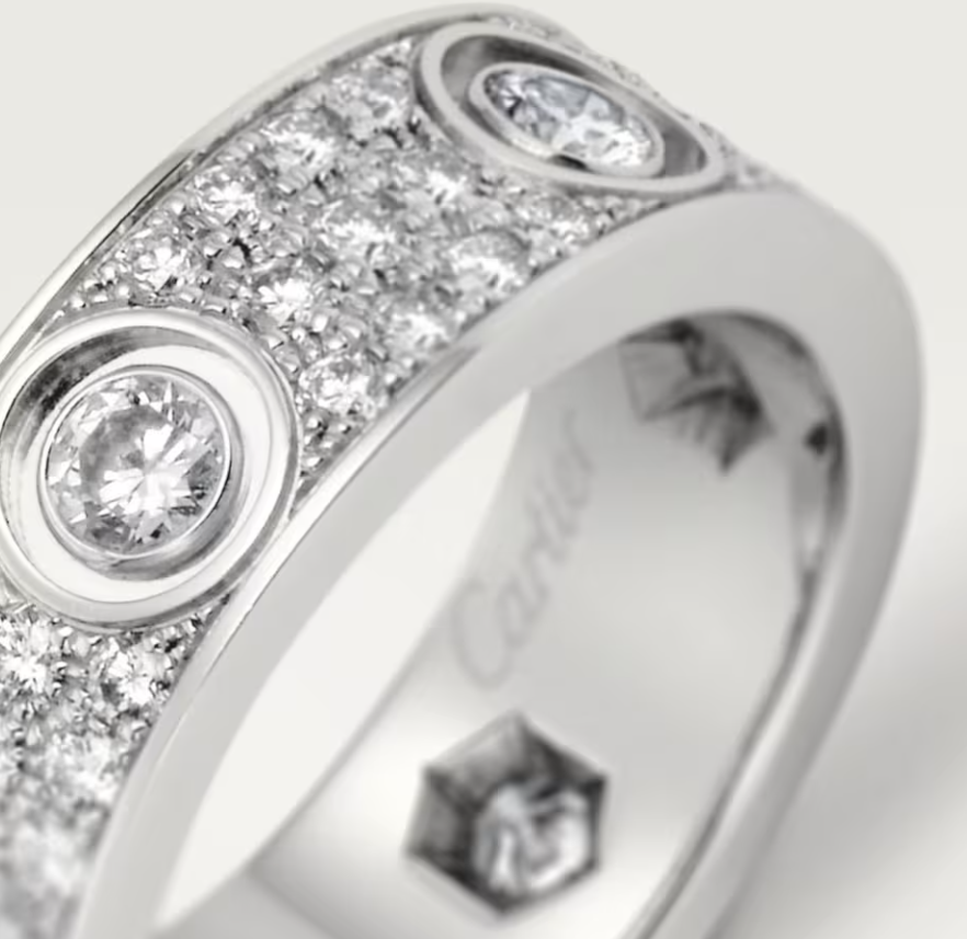 [⭐Haelin Jewelry]LOVE RING 6.5MM Full Diamond, 6 Major Diamonds Silver