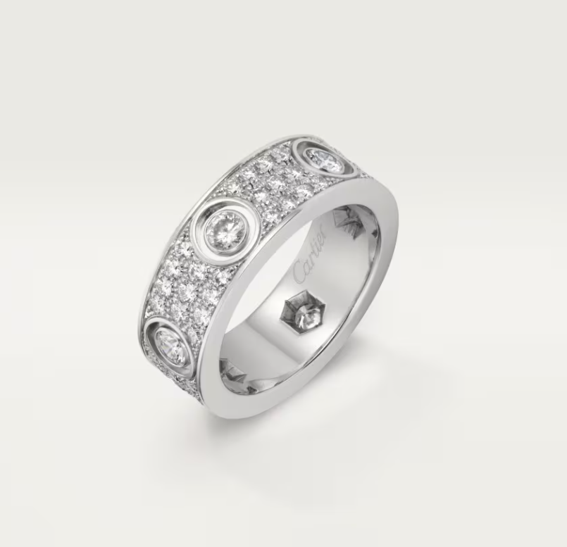 [⭐Haelin Jewelry]LOVE RING 6.5MM Full Diamond, 6 Major Diamonds Silver