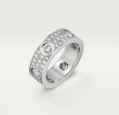 [⭐Haelin Jewelry]LOVE RING 6.5MM Full Diamond, 6 Major Diamonds Silver