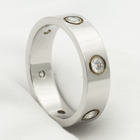 [⭐Haelin Jewelry]LOVE RING 5.5MM 6 DIAMONDS SILVER