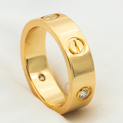 [⭐Haelin Jewelry]LOVE RING 5.5MM 3 DIAMONDS PINK GOLD