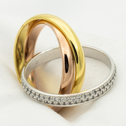 [⭐Haelin Jewelry Jewelry]TRINITY RING GOLD PINK GOLD SILVER DIAMONDS